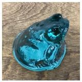 Blue gass frog paperweight