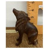 Carved wooden wolf figure