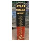36" metal Atlas Antifreeze advertising thermometer