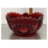 L.E. Smith ruby glass "Comet in the Stars" bowl