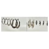 6 pair sterling silver hoop earrings