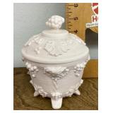 Jeannette pink milk glass candy dish