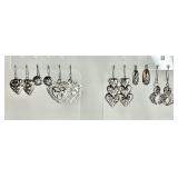 6 pair sterling silver filigree earrings