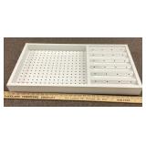 Wall mount peg board with thread storage