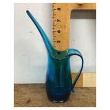Blue art glass pitcher