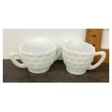 Milk glass Cubist cream and sugar