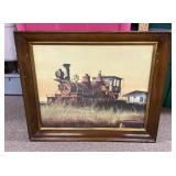 Framed steam engine print
