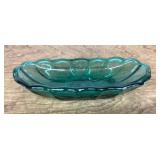 Green glass candy dish