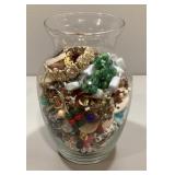 Vase of costume jewelry