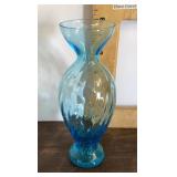 Blue art glass vase