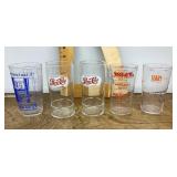 5 vintage glass advertising measures
