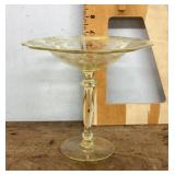Yellow Depression glass compote