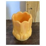 Boyd buttercup yellow glass toothpick holder
