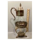 Silverplate coffee carafe with warmer stand