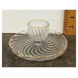 Gold rimmed swirl glass candle holder