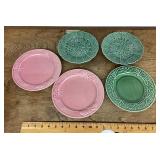 Pink and green Portugal plates
