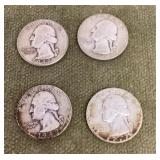 4 pre-1964 silver quarters