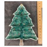 Hand painted Christmas tree hostess dish