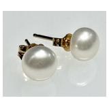 14k gold pearl earrings