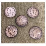 5 Mercury dimes