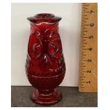 Ruby red Viking Glass owl fairy lamp