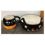 Halloween black cat mug and bowl