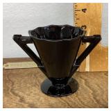 Art Deco black glass sugar bowl