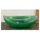 Green art glass dish