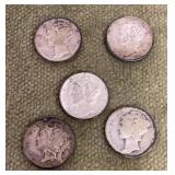 5 Mercury dimes