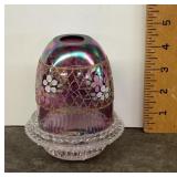 Fenton iridescent floral fairy lamp