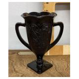 L.E. Smith black amethyst trophy vase