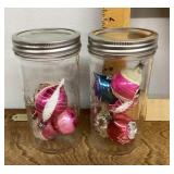 2 jars of mercury glass ornaments