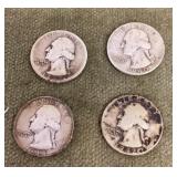 4 pre-64 silver quarters