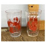2 vintage Swanky Swig juice glasses