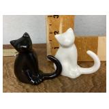 Ceramic black and white cat figures