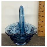 Indiana Glass blue dogwood basket