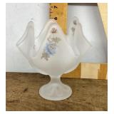 Viking satin glass handkerchief compote