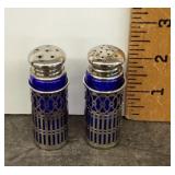 Cobalt blue glass lined salt & pepper shakers