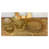 Yellow and amber Depression glass