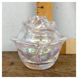 L.E. Smith iridescent glass rose candy dish
