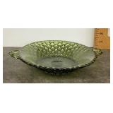 Green Indiana Glass honeycomb dish