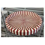 Round red and white tray