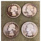 4 pre-1964 silver quarters