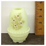 Fenton hand painted satin custard glass fairy lamp