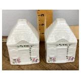 Ceramic cottage salt and pepper shakers
