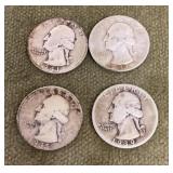 4 pre-1964 silver quarters
