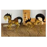 Pair of blown glass horses