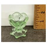 Green uranium glass salt cellar
