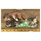 Fox and rabbit porcelain figurine
