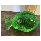 Green glass fish figure
